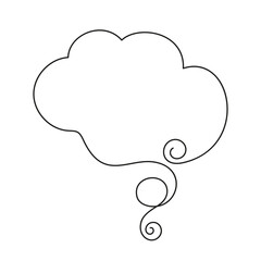 Thought bubble continuous thin line drawing with decorative spiral and curl element, Single line art simple blank comic text cloud, Vector illustration
