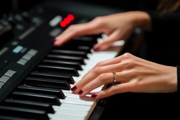 Fototapeta premium female hands and keyboards, Generative AI