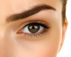 Obraz premium Closeup of a Woman's Eye with Long Eyelashes and Defined Eyebrow