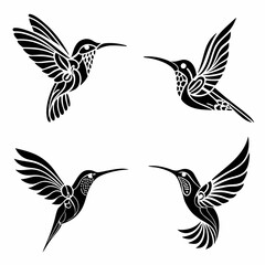 Obraz premium Hummingbird simple illustration silhouette set