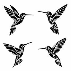 Obraz premium Hummingbird simple illustration silhouette set