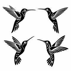 Fototapeta premium Hummingbird simple illustration silhouette set
