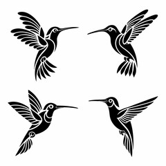 Fototapeta premium Hummingbird simple illustration silhouette set