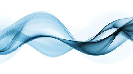 Naklejka premium Blue abstract waves flowing on white background for design