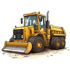 Yellow Bulldozer isolated on white background. Bulldozer icon. Construction Vehicle. Yellow Construction Bulldozer. Heavy yellow bulldozer on a white. Bulldozer tractor isolated on white