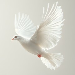 Elegant white dove soaring freely against a transparent backdrop - Generative AI.