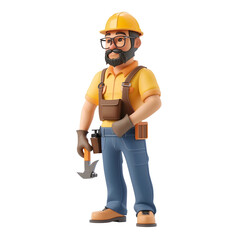 3D Illustration of A Man Expert Holding Tool Isolated on Transparent Background