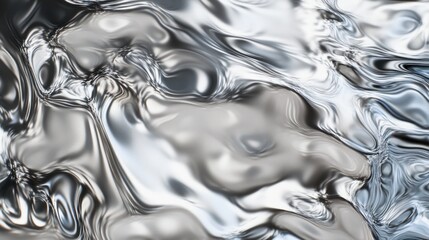 Rippled liquid surface with metallic highlights and flowing patterns. A creative and minimalist texture for artistic and conceptual projects.