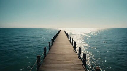 Fototapeta premium Wooden Pier Extending into Calm Ocean