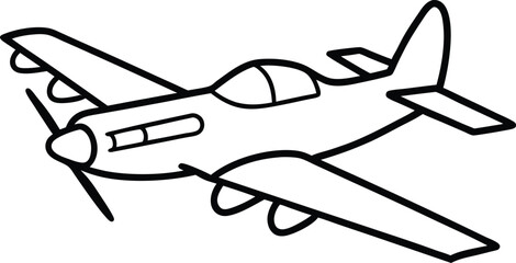 P 51 mustang aircraft line art vector.