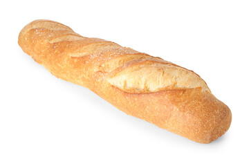 One freshly baked baguette isolated on white