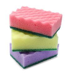 Soft sponges isolated on white. Cleaning tool