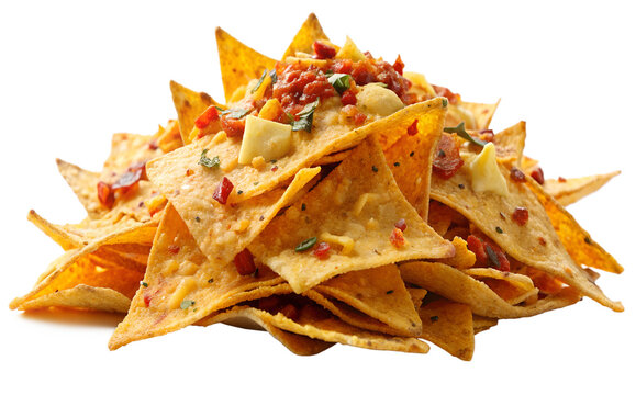 nachos and cheese isolated on white background. Transparent PNG