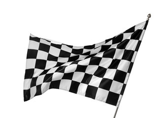 One racing checkered flag isolated on white