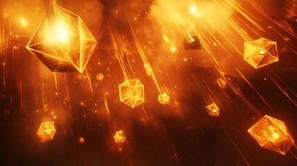 Glowing orange crystals falling from heaven.