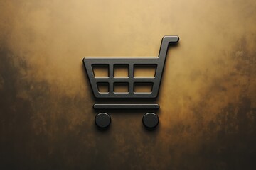 Stylish shopping cart icon design for e-commerce platforms. A shopping cart icon sleek design in neutral colors, perfect for e-commerce websites, online shopping apps