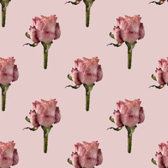 Seamless vector artistic pink roses pattern