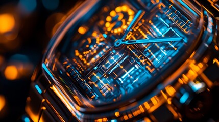 Fototapeta premium Luxurious Skeleton Watch Detailed Close Up View