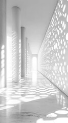 Minimal white textures resembling hospital walls or lab surfaces with subtle geometric patterns