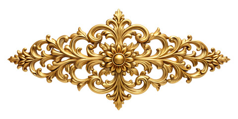 golden ornament isolated on white background. Transparent PNG