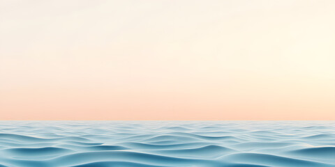 Obraz premium Serene ocean at sunset. Calm waves meet a peaceful, pastel sky. Tranquil and minimalist seascape.