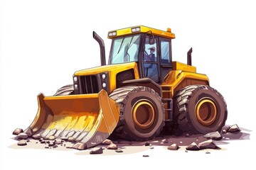 Yellow Bulldozer isolated on white background. Bulldozer icon. Construction Vehicle. Yellow Construction Bulldozer. Heavy yellow bulldozer on a white. Bulldozer tractor isolated on white