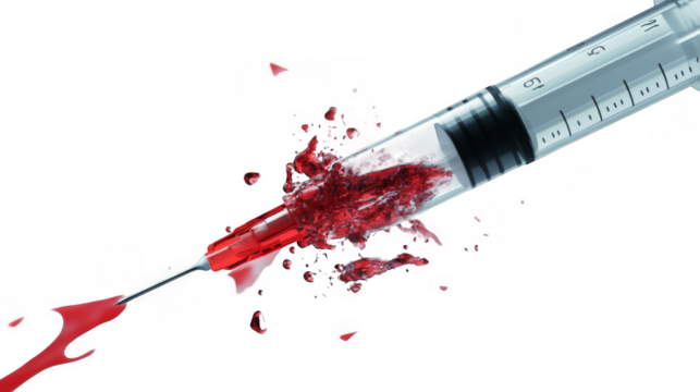 syringe and blood