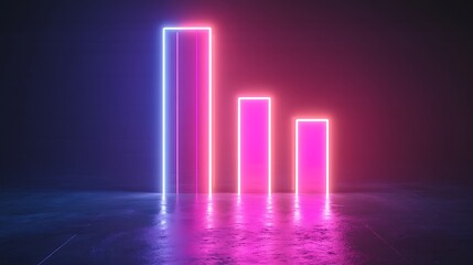 Financial growth depicted in a digital bar graph with bright neon lights
