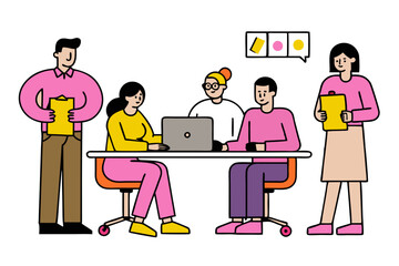 A Vibrant Vector Illustration of Professionals Collaborating