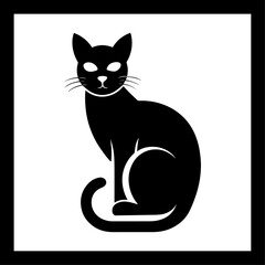 Black and white stylized cat silhouette illustration