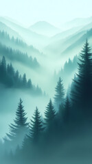 Misty Forest Serenity - Gradient Nature Phone Wallpaper