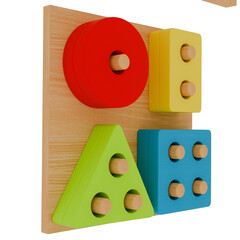 3d render geometric shapes puzzle with transparent background