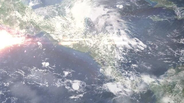 Zooming in on Choluteca, Honduras frome space - Perfect for Travel Intros and Backgrounds. Realistic 3D Animation.