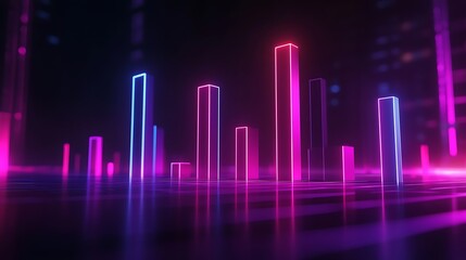 Glowing digital bar graph depicting financial growth in a futuristic style