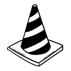 Hand drawn doodle traffic cone on white background.