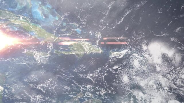 Zooming in on San Luis, Dominican Republic frome space - Perfect for Travel Intros and Backgrounds. Realistic 3D Animation.