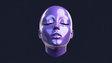 Serene Purple Head Sculpture Eyes Closed