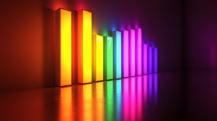 Glowing digital bar graph illustrating financial improvement in a futuristic theme