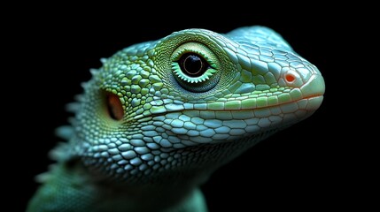 Fototapeta premium Close-up Portrait of a Vibrant Green Lizard