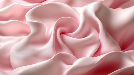 Obraz premium Pink silk fabric draped with soft folds and swirls.