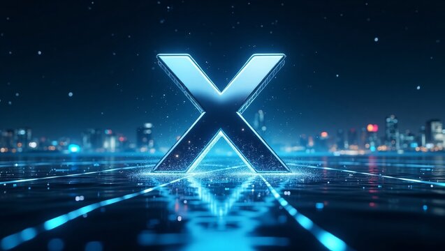 "X" twitter Logo with Cityscape Background, Twitter X Logo Design	