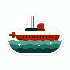 Obraz premium Playful Mid-Century Modern Submarine Illustration Sticker