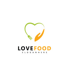 Fototapeta premium Love food logo design. icon symbol for restaurant food