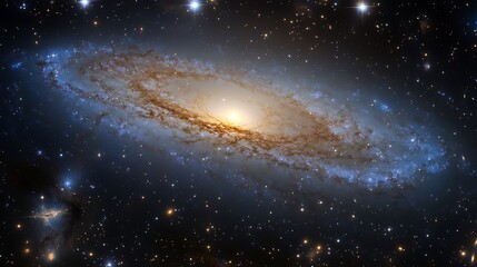 Fototapeta premium Distant galaxy illuminating a panoramic star-filled night sky