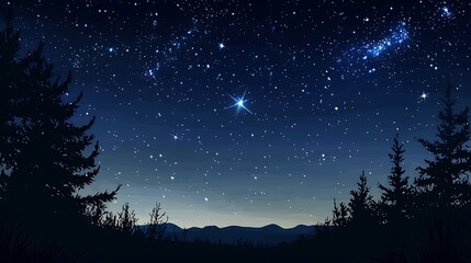 Fototapeta premium Night sky panorama with stars twinkling around a stunning distant galaxy