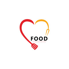 Obraz premium Love food logo design. icon symbol for restaurant food