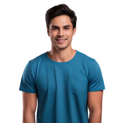 Obraz premium Fashion model smiling in casual wear studio setting portrait photography relaxed mood, isolated on white or transparent background
