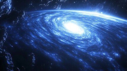 Obraz premium Majestic panoramic view of the night sky with a vivid distant galaxy