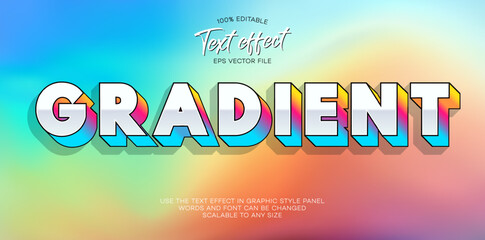 Colorful editable bold 3d font and text effect with bright gradient. Vector illustration