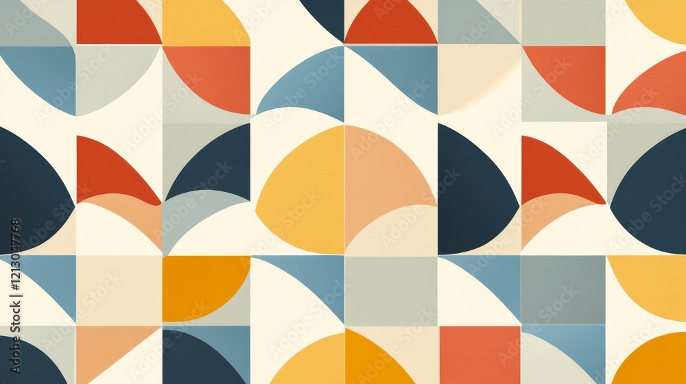 Poster abstract geometric pattern design - colorful abstract geometric pattern with curved shapes and muted